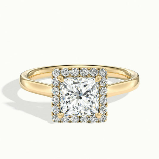 Orla 2.5 Carat Princess Lab Grown Diamond Halo Engagement Ring in 18K Yellow Gold - view 1