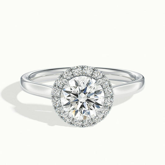 Orla 2 Carat Round Lab Grown Diamond Halo Engagement Ring in 14K White Gold - view 1
