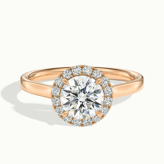 Orla 2.5 Carat Round Lab Grown Diamond Halo Engagement Ring in 10K Rose Gold - view 1