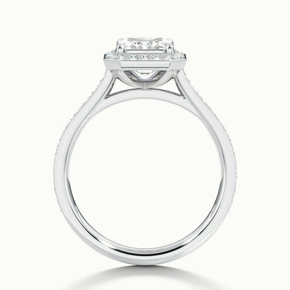 Wren Pavé 4.5 Carat Emerald Lab Grown Diamond Halo Engagement Ring in 14K White Gold - view 3