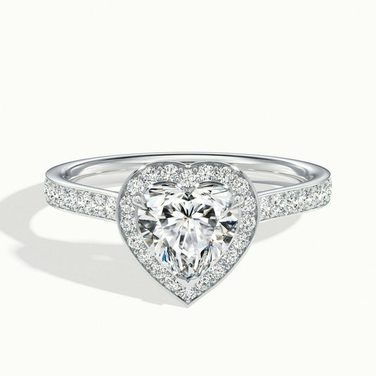 Wren Pavé 3.5 Carat Heart Lab Grown Diamond Halo Engagement Ring in Platinum - view 1