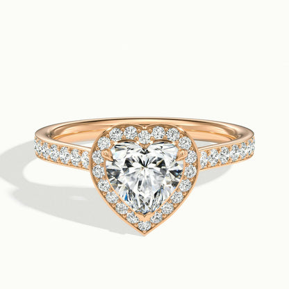 Wren Pavé 1.5 Carat Heart Lab Grown Diamond Halo Engagement Ring in 18K Rose Gold - view 1