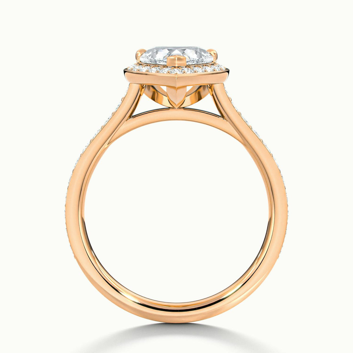 Wren Pavé 1.5 Carat Heart Lab Grown Diamond Halo Engagement Ring in 18K Rose Gold - view 3
