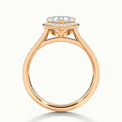 Wren Pavé 1.5 Carat Heart Lab Grown Diamond Halo Engagement Ring in 18K Rose Gold - view 3