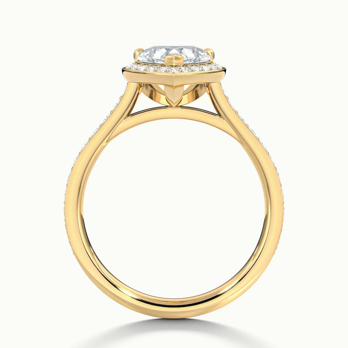 Wren Pavé 1 Carat Heart Lab Grown Diamond Halo Engagement Ring in 14K Yellow Gold - view 3