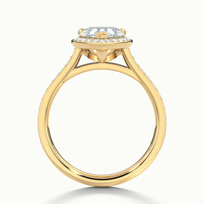 Wren Pavé 1 Carat Heart Lab Grown Diamond Halo Engagement Ring in 14K Yellow Gold - view 3