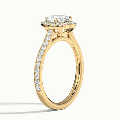 Wren Pavé 1 Carat Heart Lab Grown Diamond Halo Engagement Ring in 14K Yellow Gold - view 4