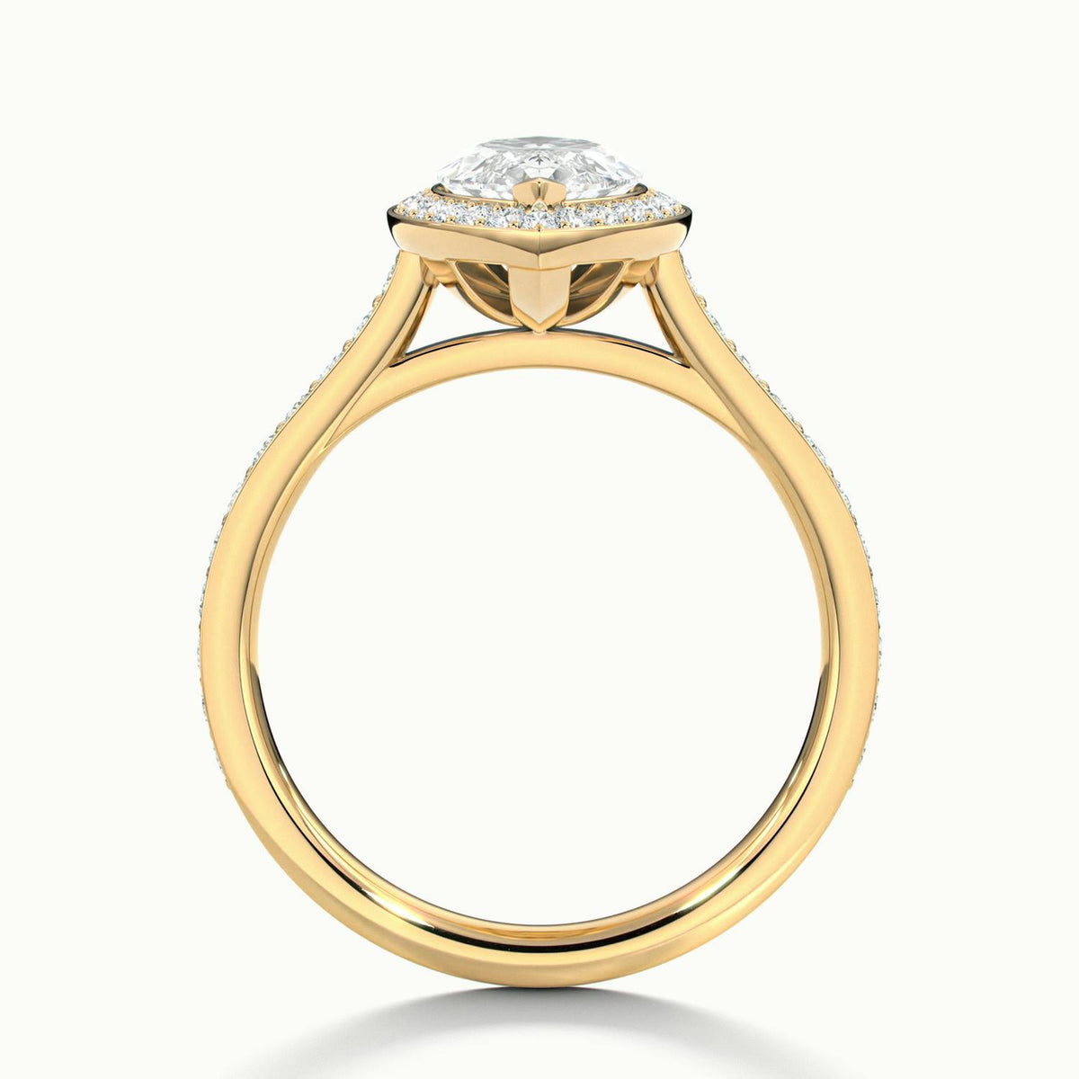 Wren Pavé 1 Carat Marquise Lab Grown Diamond Halo Engagement Ring in 18K Yellow Gold - view 3
