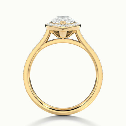 Wren Pavé 1 Carat Marquise Lab Grown Diamond Halo Engagement Ring in 18K Yellow Gold - view 3