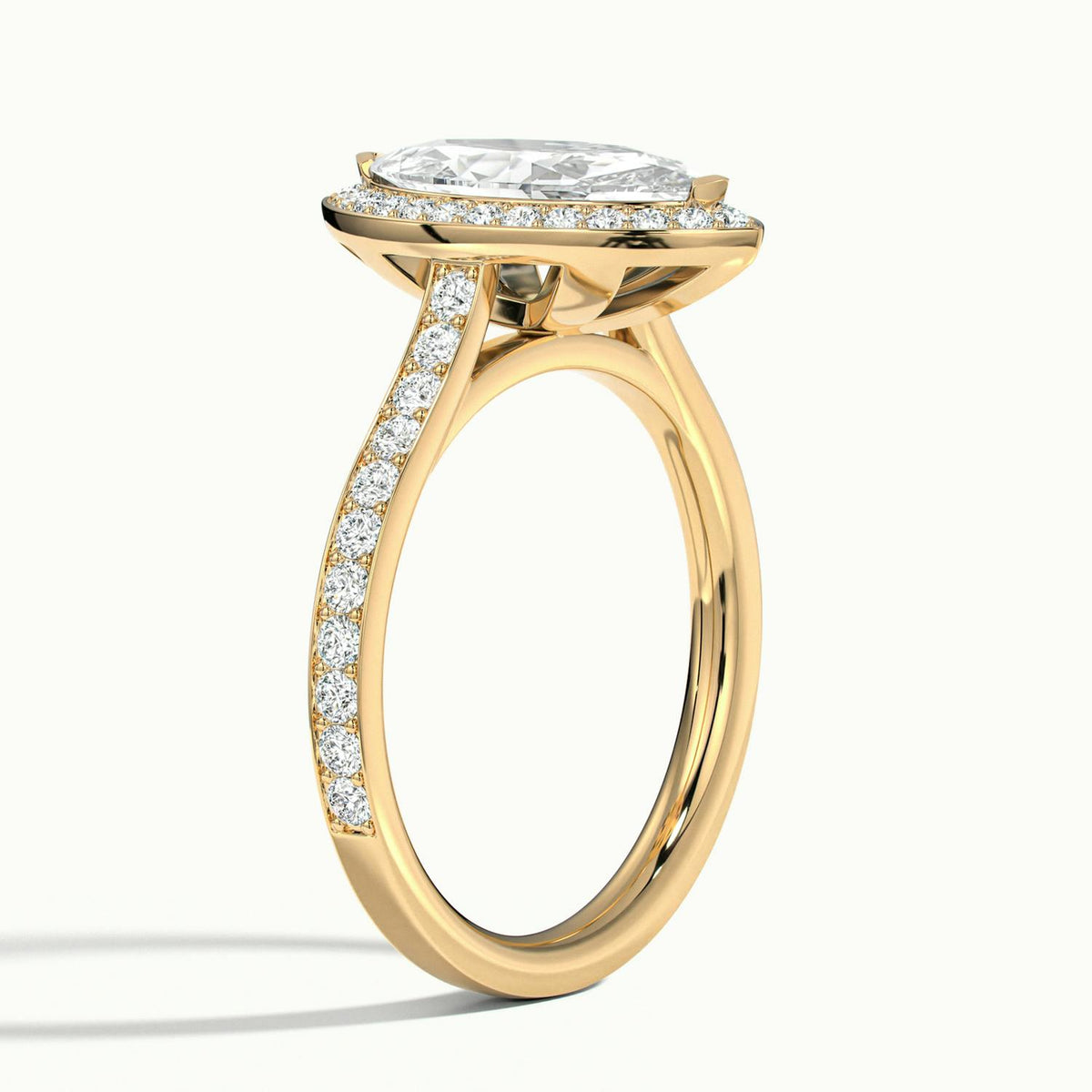 Wren Pavé 1 Carat Marquise Lab Grown Diamond Halo Engagement Ring in 18K Yellow Gold - view 4