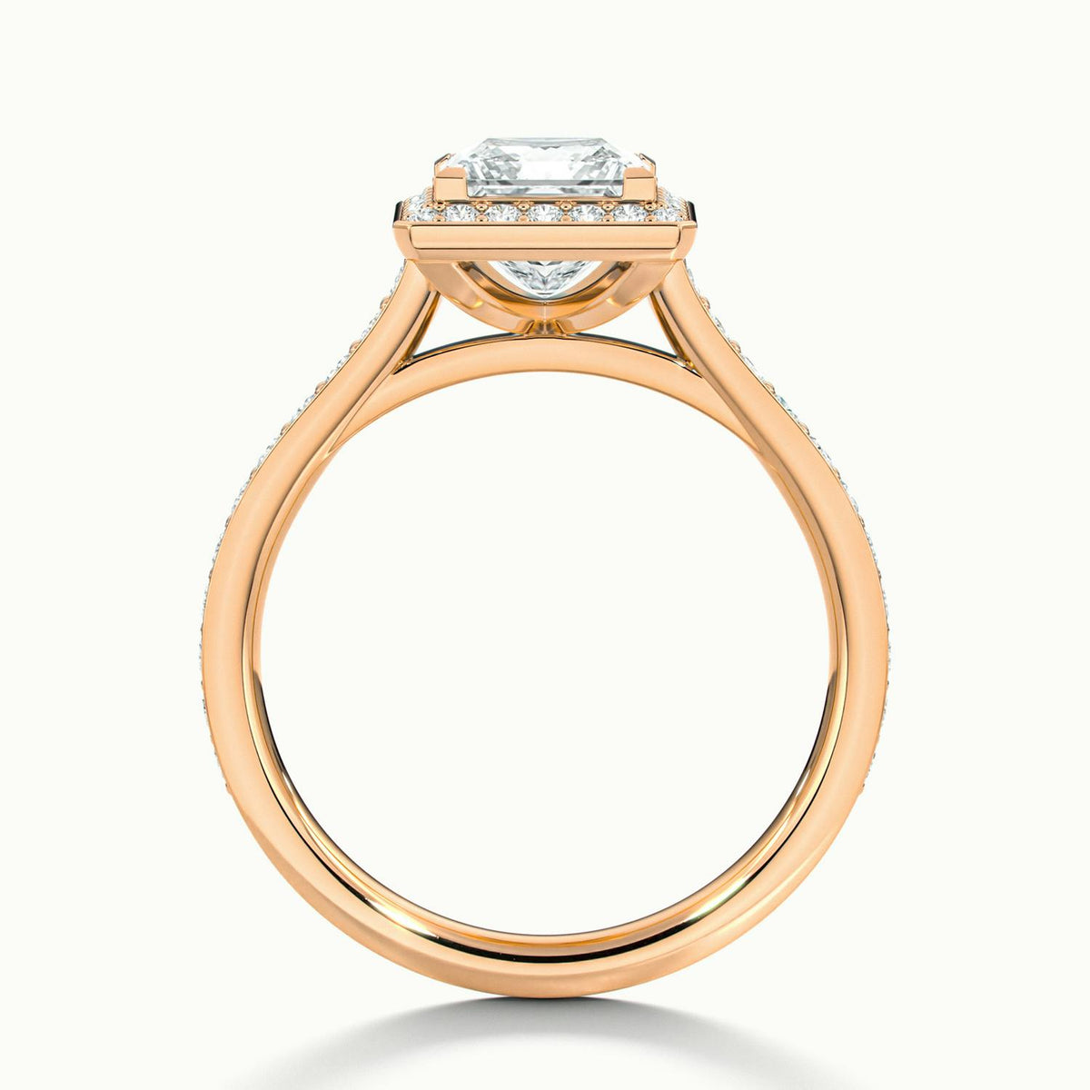 Wren Pavé 3.5 Carat Princess Lab Grown Diamond Halo Engagement Ring in 18K Rose Gold - view 3
