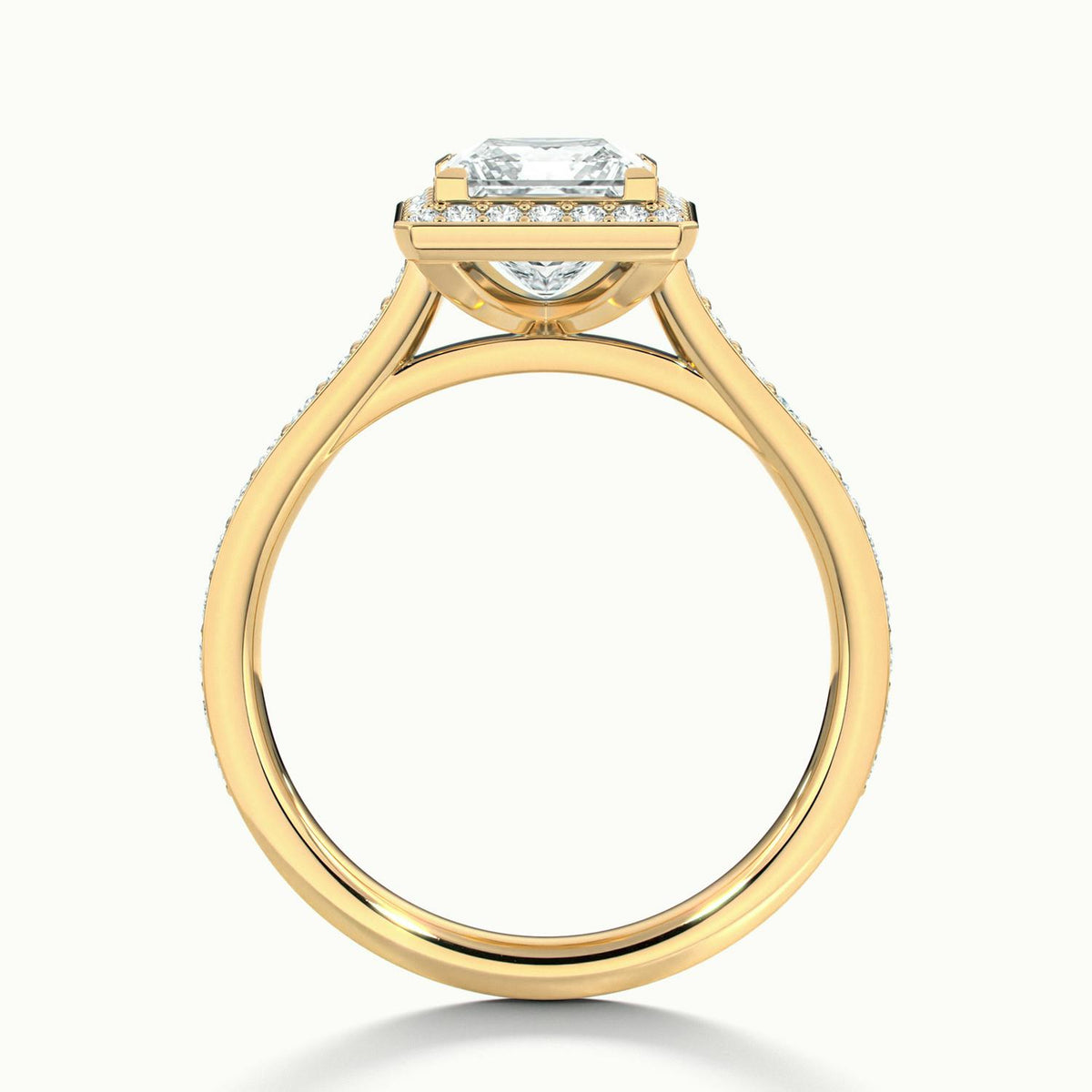 Wren Pavé 5 Carat Princess Lab Grown Diamond Halo Engagement Ring in 10K Yellow Gold - view 3