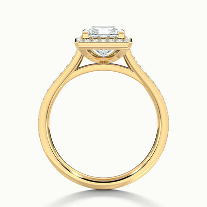 Wren Pavé 5 Carat Princess Lab Grown Diamond Halo Engagement Ring in 10K Yellow Gold - view 3
