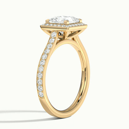 Wren Pavé 4 Carat Princess Lab Grown Diamond Halo Engagement Ring in 18K Yellow Gold - view 4