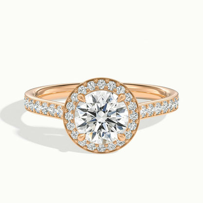 Wren Pavé 3 Carat Round Lab Grown Diamond Halo Engagement Ring in 10K Rose Gold - view 1
