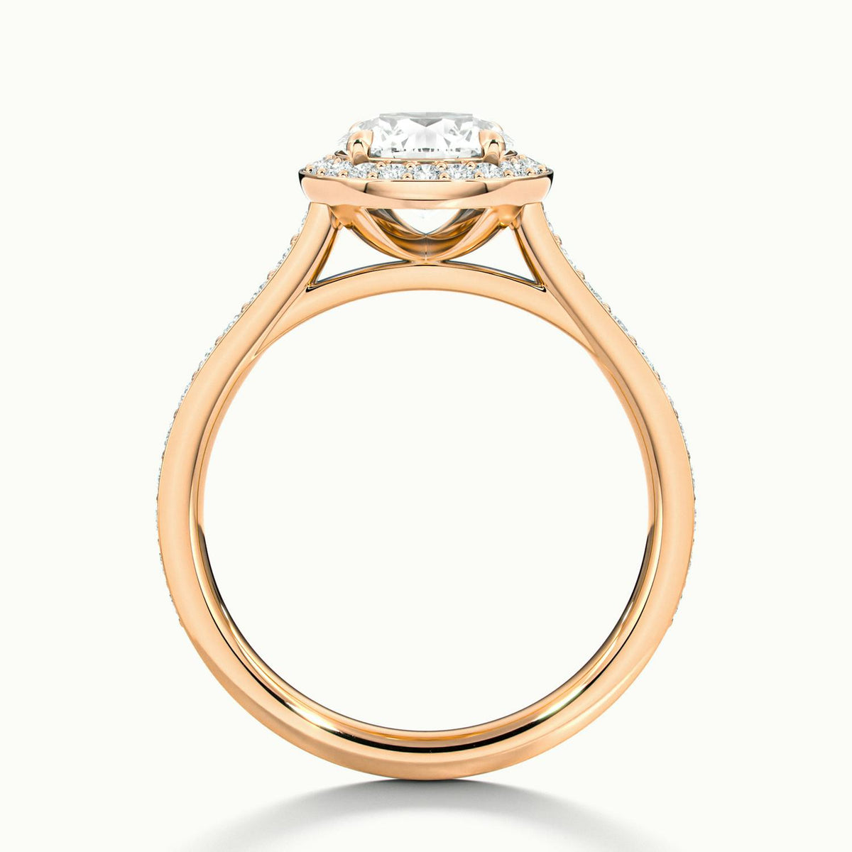 Wren Pavé 3 Carat Round Lab Grown Diamond Halo Engagement Ring in 10K Rose Gold - view 3
