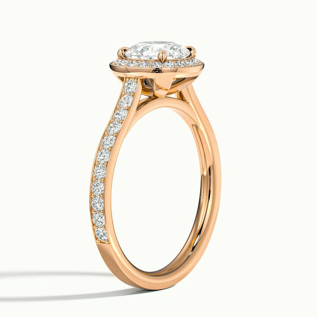 Wren Pavé 3 Carat Round Lab Grown Diamond Halo Engagement Ring in 10K Rose Gold - view 4