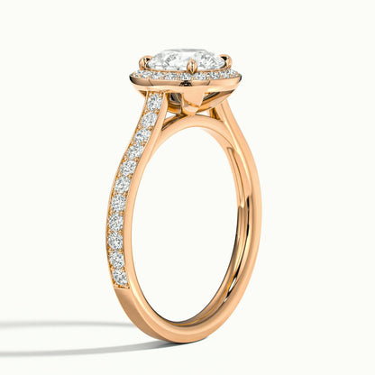 Wren Pavé 3 Carat Round Lab Grown Diamond Halo Engagement Ring in 10K Rose Gold - view 4