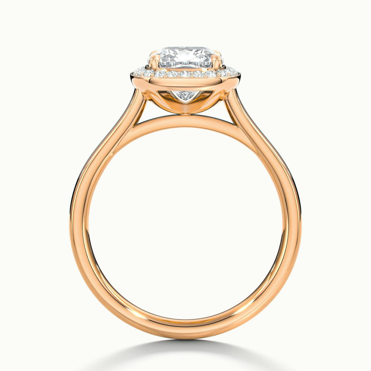 Wren 1 Carat Cushion Lab Grown Diamond Halo Engagement Ring in 18K Rose Gold - view 3