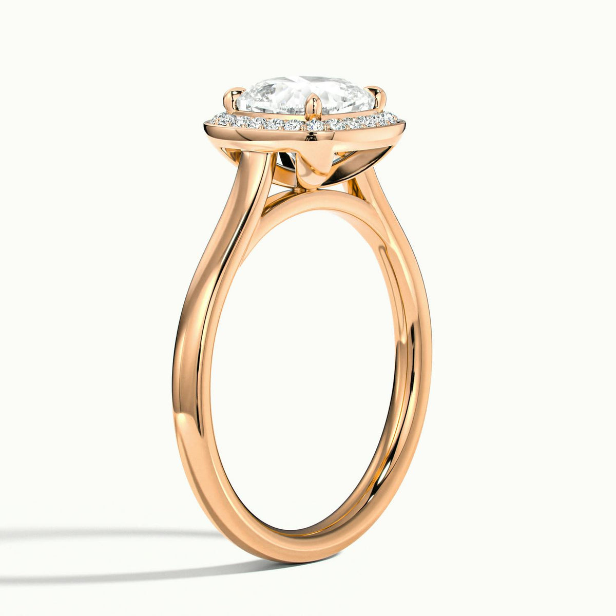 Wren 1 Carat Cushion Lab Grown Diamond Halo Engagement Ring in 18K Rose Gold - view 4