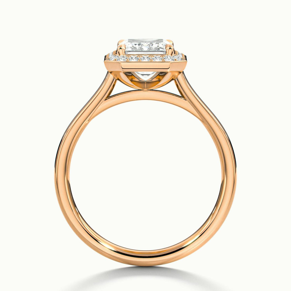 Wren 2 Carat Emerald Lab Grown Diamond Halo Engagement Ring in 14K Rose Gold - view 3
