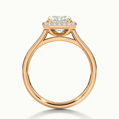 Wren 2 Carat Emerald Lab Grown Diamond Halo Engagement Ring in 14K Rose Gold - view 3