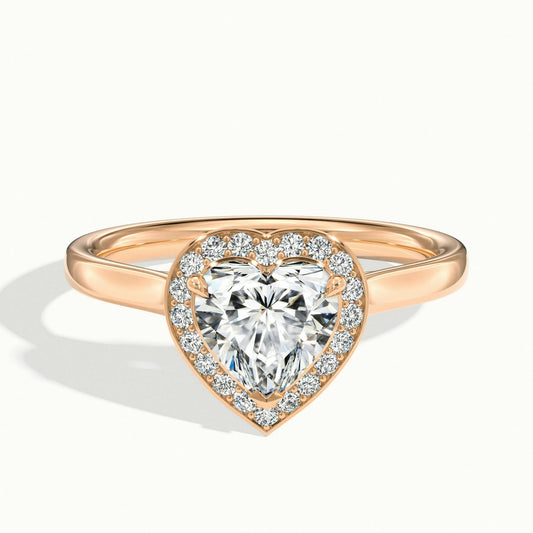 Wren 5 Carat Heart Lab Grown Diamond Halo Engagement Ring in 10K Rose Gold - view 1