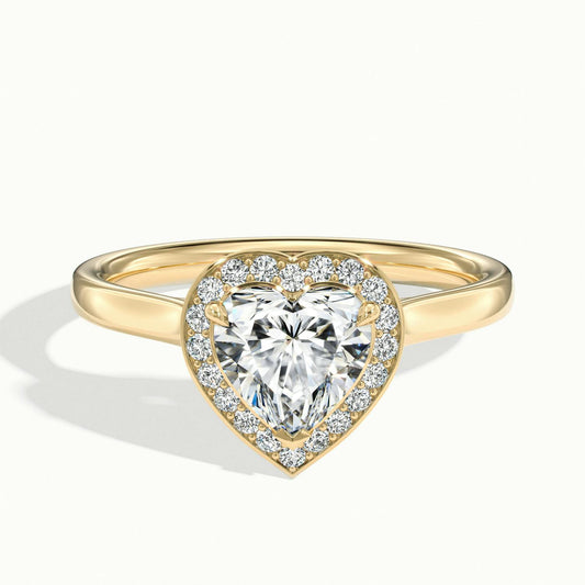 Wren 4.5 Carat Heart Lab Grown Diamond Halo Engagement Ring in 18K Yellow Gold - view 1