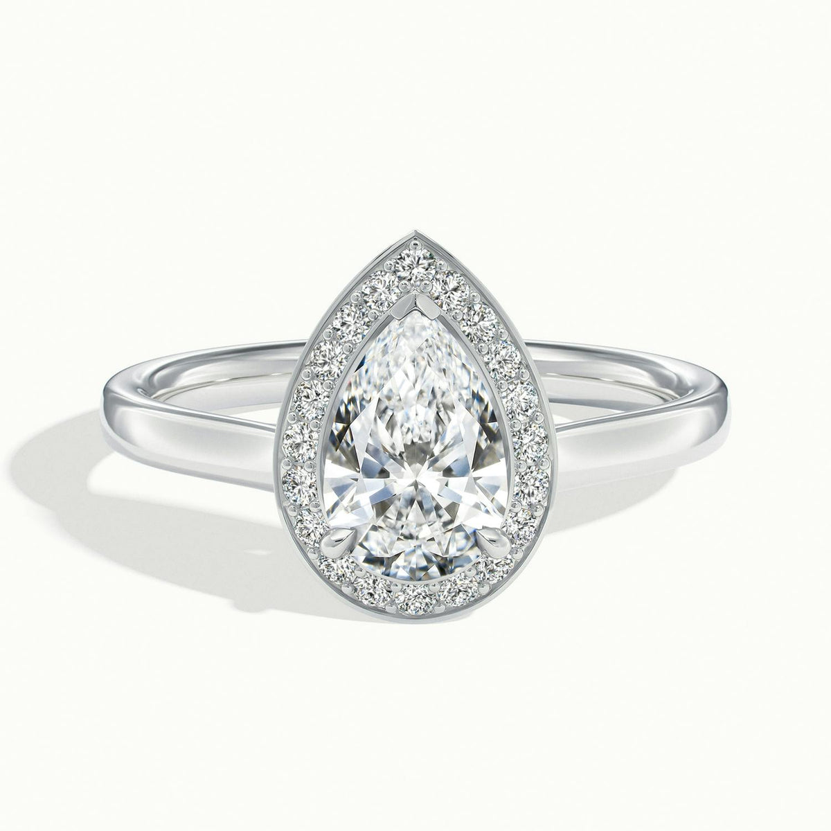 Wren 4.5 Carat Pear Lab Grown Diamond Halo Engagement Ring in 925 Silver - view 1