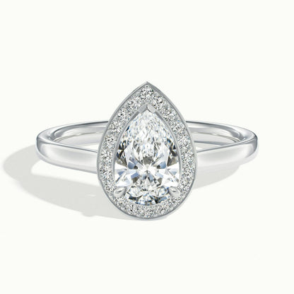 Wren 4.5 Carat Pear Lab Grown Diamond Halo Engagement Ring in 925 Silver - view 1