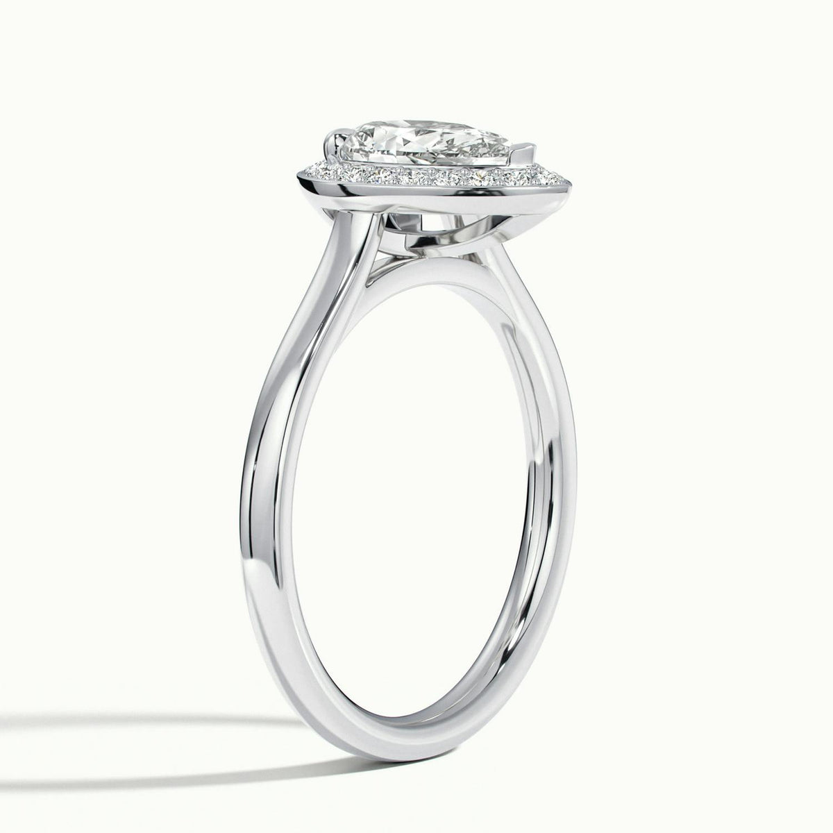 Wren 4.5 Carat Pear Lab Grown Diamond Halo Engagement Ring in 925 Silver - view 4