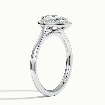 Wren 4.5 Carat Pear Lab Grown Diamond Halo Engagement Ring in 925 Silver - view 4