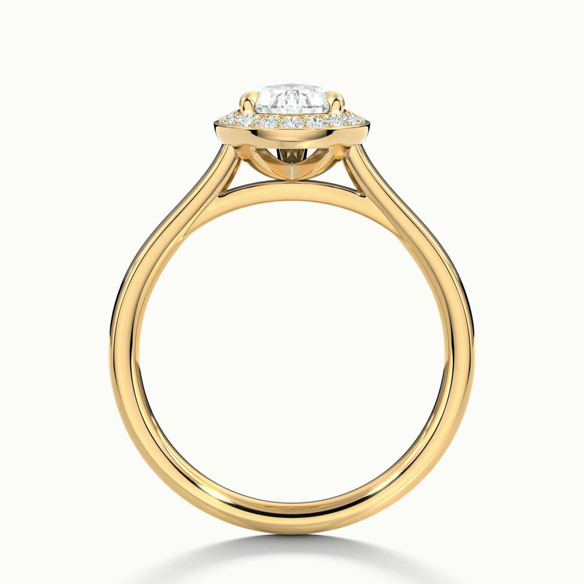 Wren 1.5 Carat Pear Lab Grown Diamond Halo Engagement Ring in 18K Yellow Gold - view 3