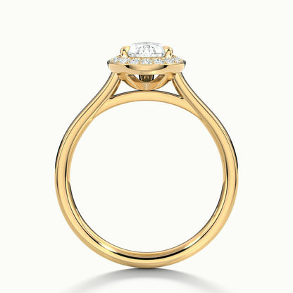 Wren 1.5 Carat Pear Lab Grown Diamond Halo Engagement Ring in 18K Yellow Gold - view 3