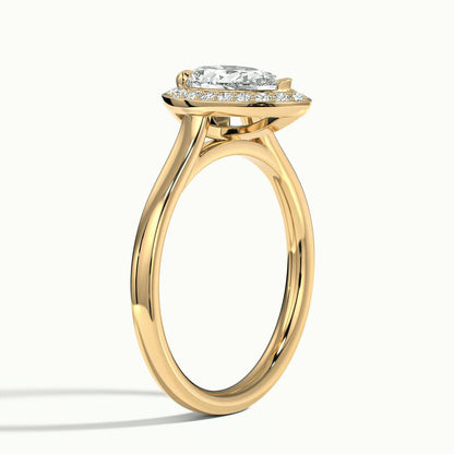 Wren 1.5 Carat Pear Lab Grown Diamond Halo Engagement Ring in 18K Yellow Gold - view 4