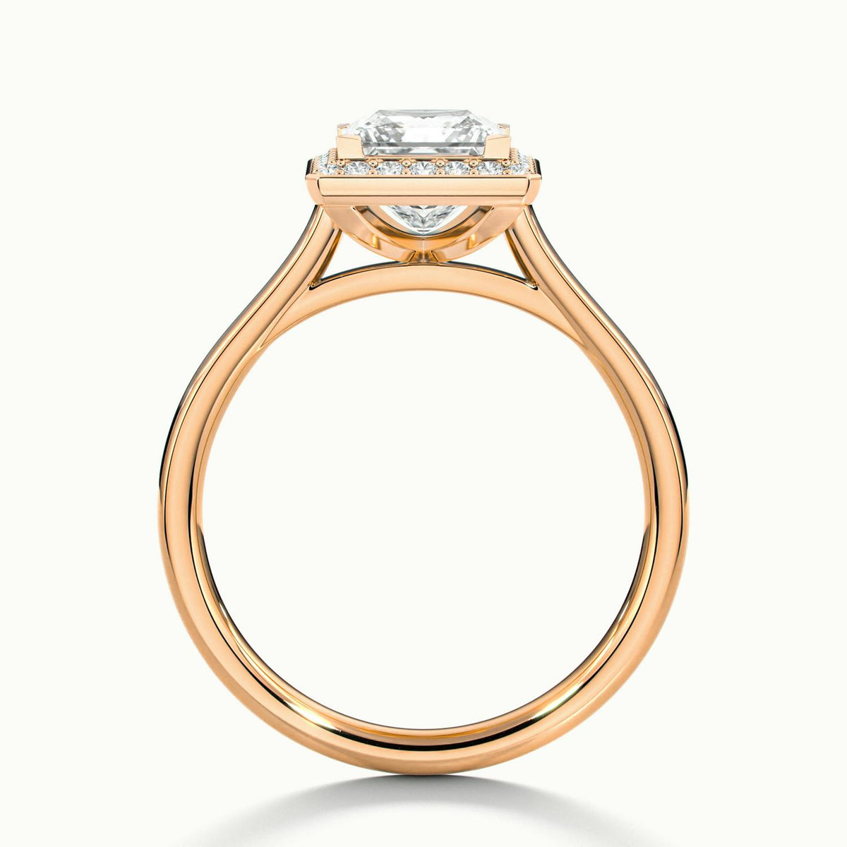 Wren 3 Carat Princess Lab Grown Diamond Halo Engagement Ring in 10K Rose Gold - view 3