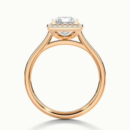 Wren 3 Carat Princess Lab Grown Diamond Halo Engagement Ring in 10K Rose Gold - view 3