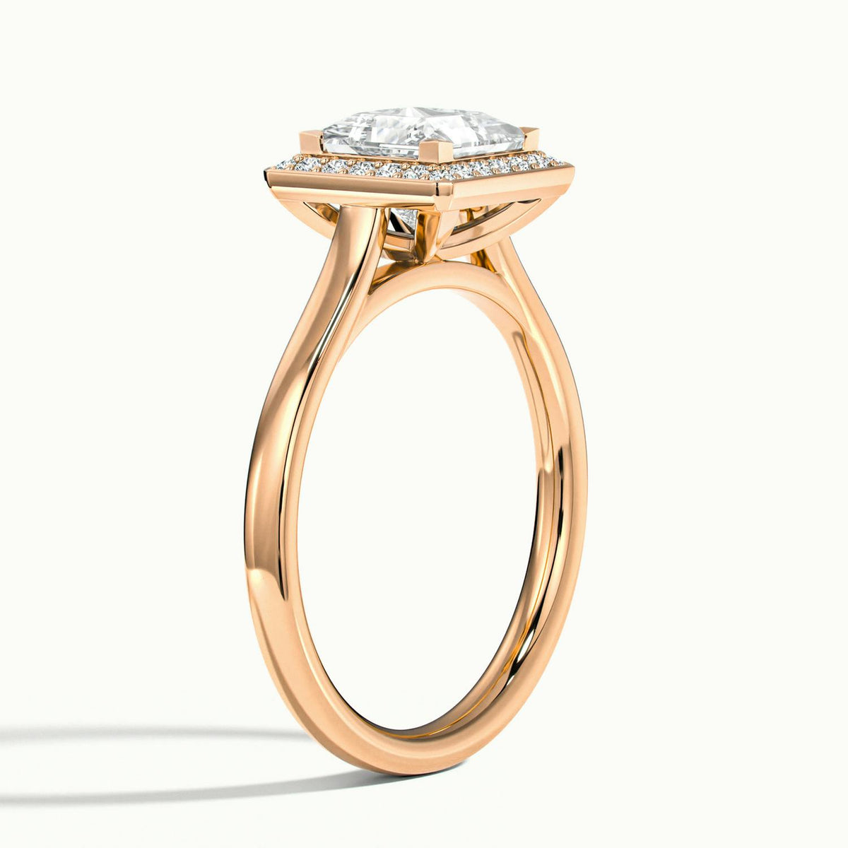 Wren 3 Carat Princess Lab Grown Diamond Halo Engagement Ring in 10K Rose Gold - view 4