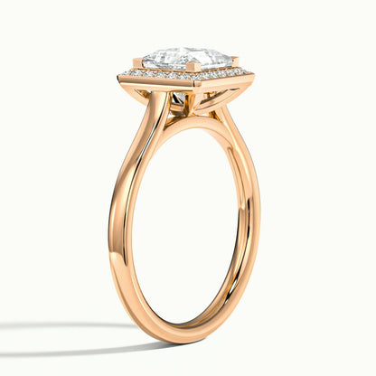 Wren 3 Carat Princess Lab Grown Diamond Halo Engagement Ring in 10K Rose Gold - view 4