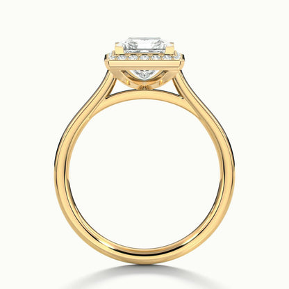 Wren 2 Carat Princess Lab Grown Diamond Halo Engagement Ring in 14K Yellow Gold - view 3