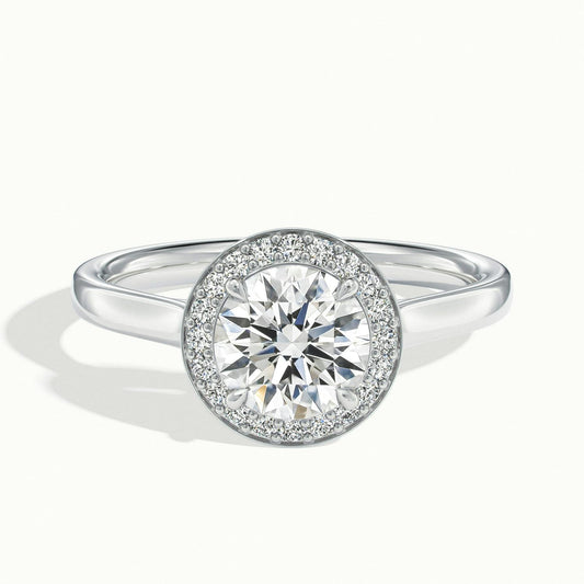 Wren 2 Carat Round Lab Grown Diamond Halo Engagement Ring in 14K White Gold - view 1