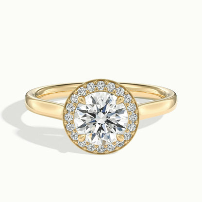 Wren 4.5 Carat Round Lab Grown Diamond Halo Engagement Ring in 10K Yellow Gold - view 1