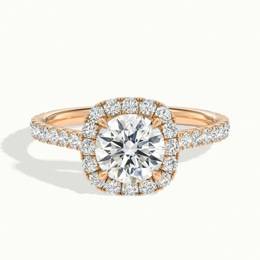 Vera 2.5 Carat Round Lab Grown Diamond Halo Engagement Ring in 14K Rose Gold - view 1