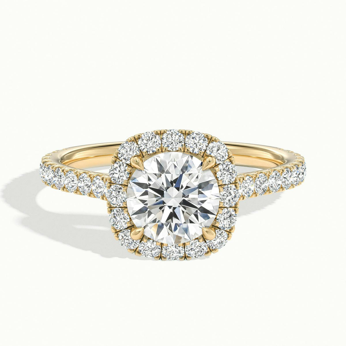 Vera 4.5 Carat Round Lab Grown Diamond Halo Engagement Ring in 14K Yellow Gold - view 1
