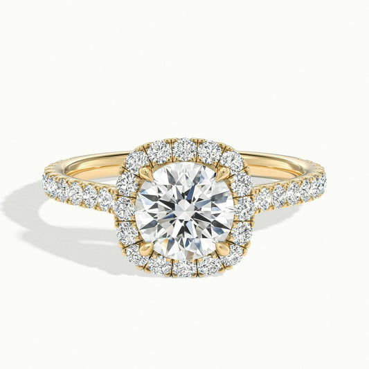 Vera 2.5 Carat Round Lab Grown Diamond Halo Engagement Ring in 14K Yellow Gold - view 1