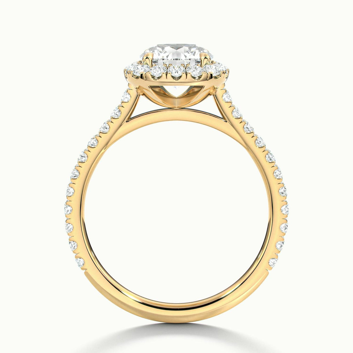 Vera 4.5 Carat Round Lab Grown Diamond Halo Engagement Ring in 14K Yellow Gold - view 3