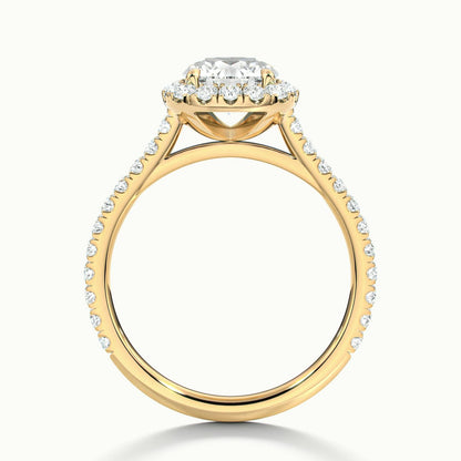 Vera 4.5 Carat Round Lab Grown Diamond Halo Engagement Ring in 14K Yellow Gold - view 3