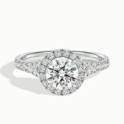 Lumi 5 Carat Round Lab Grown Diamond Halo Engagement Ring in Platinum - view 1