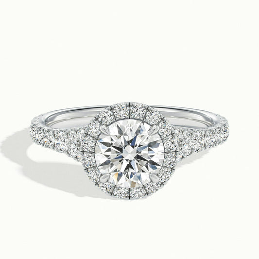 Lumi 4 Carat Round Lab Grown Diamond Halo Engagement Ring in Platinum - view 1