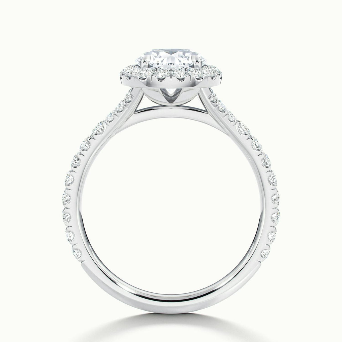 Lumi 5 Carat Round Lab Grown Diamond Halo Engagement Ring in Platinum - view 3